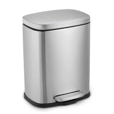 Imagem de Lixeira 20L Retangular em Inox com Pedal e Cesto Removível - Desembrul