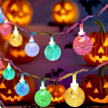 Imagem de Luzes de corda de bola, 19,69 m 40 luzes LED de cordão de fada, design de globo para decoração de jardim, árvore de Natal, decoração de jardim, colorido