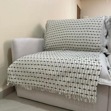 Imagem de Manta para Sofá Capa Protetora 2,40 x 1,80 Gigante Algodão Cama Decorativa Colcha Coberta(Pontilhada Cru e Preto)