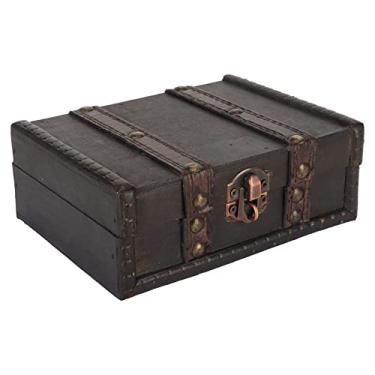 Imagem de RiToEasysports Pequeno baú de Tesouro de Madeira Vintage Com Fechadura e Design Elegante para Amigos de Decoração de Armazenamento de Escritório