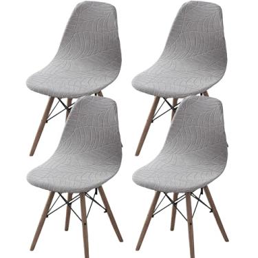 Imagem de GOSTADY Conjunto de 4 capas de cadeira de jantar, modernas de meados do século, capas de cadeira de jacquard, capa de cadeira elástica sem braços para cozinha, escritório, sala de jantar e sala de