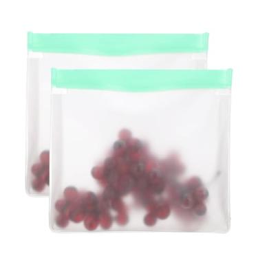 Imagem de PATIKIL Saco reutilizável para congelador de 22 x 5 x 20 cm, 2 sacos de armazenamento de alimentos à prova de vazamento, para lanches, vegetais, frutas, gelo, para frescor de longa duração, verde