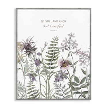 Imagem de Stupell Industries Be Still and Know Botanicals Arte giclée emoldurada branca, design de Cindy Jacobs, 76 x 61 cm