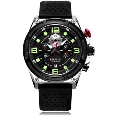 Imagem de Relógio masculino com cronógrafo esportivo  à prova d´agua  pulseira de silicone 