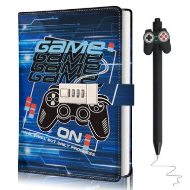 Imagem de Diário de jogo com cadeado para meninos de 8 a 12 anos, diário de videogame com cadeado, diário para adolescentes de 10 a 18 anos, presentes de aniversário de Natal para crianças, diário com caneta