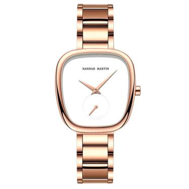 Imagem de Relógio De Pulso De Quartzo Oval Estilo Minimalista Feminino Em Aço Inoxidavel Branco