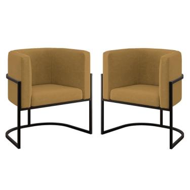 Imagem de Kit 02 Cadeiras Poltrona Lua Para Sala Quarto Balaqui Decor Capuccino