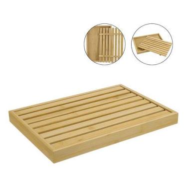 Imagem de Tábua De Corte Migalheira Bandeja De Bambu Pães Bolos Frutas Multiuso 
