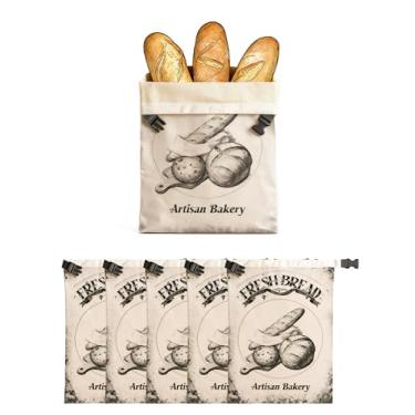 Imagem de CHADWICK Sacos de pão de cera de abelha – Linho orgânico reutilizável com padrão de designer – Preservação de frescor para fermento, pão caseiro – Saco de armazenamento de alimentos adequado para
