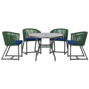 Imagem de Mesa Com 4 Cadeiras E Noronha Estofado 10 Trama Original Verde