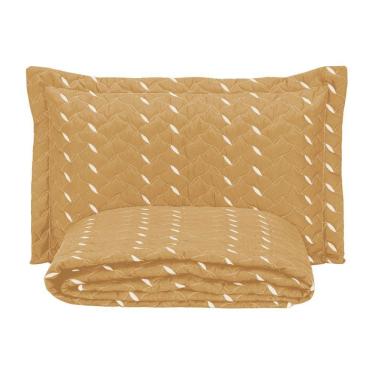 Imagem de Cobre Leito Solteiro Heitor Bordado Hipercal 400 Fios 2 Peças - Amarelo