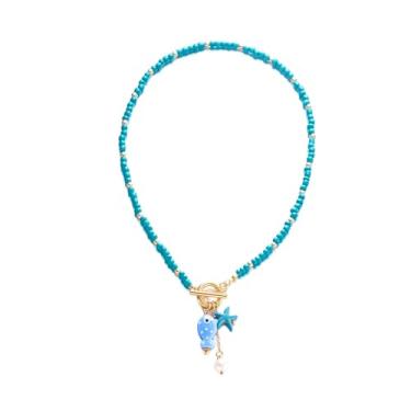 Imagem de Colar de estrela do mar, boêmio, praia, havaiano, colorido, verão, praia, costa, gargantilha para mulheres e homens, 29.5in, cerâmica, Sem Pedra Preciosa