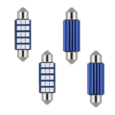 Imagem de UHANBUT 578 lâmpadas LED brilhantes, 6000K 2835 Chipsets Auto lâmpada interior para luzes de mapa de cúpula, luz de porta universal de 1,6 polegadas para 211-2 212-2 569 6411 6451 41 mm 42 mm (azul, 4