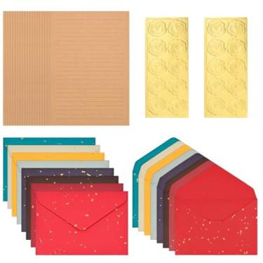 Imagem de BAYTORY Conjunto de 36 peças de papel de papelaria e envelopes, kit de escrita de papéis de carta de amor, 10 x 15 envelopes para cartões comemorativos, 20 folhas de papel pautadas + 16 envelopes