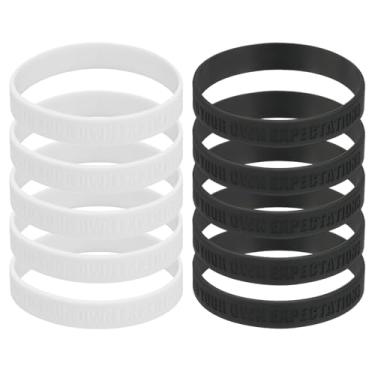 Imagem de PATIKIL 10 pulseiras motivacionais Nothing Impossible, pulseiras personalizadas com texto, pulseiras de silicone, pulseiras de borracha personalizadas para exercícios físicos, basquete, preto/branco