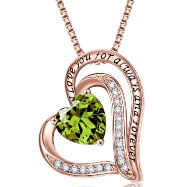 Imagem de Colares com pingente de cristal de pedra do mês de nascimento para mulheres, presente de aniversário dos namorados, dia das mães, colar de namorada, joia de coração de filha, aniversário para ela, ON