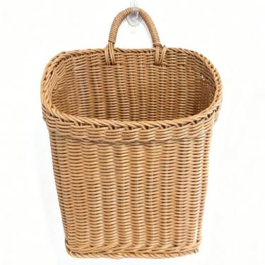 Imagem de Aodse Cesto elegante para pendurar em casa de fazenda Boho para pendurar na parede, cestas de vime para armazenamento, decoração, cesta de porta de vime que economiza espaço para cozinha, banheiro