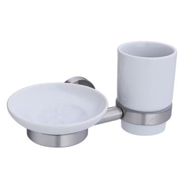 Imagem de XVL Suporte de escova de dentes e saboneteira de aço inoxidável SUS304 escovado duas funções G1009B