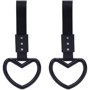 Imagem de SOFPLATE 2 peças de alças de alça de carro de coração preto Drift alça de plástico para-choque traseiro chaveiro anel decoração em forma de coração alças de trem de metrô anéis para carro acessórios