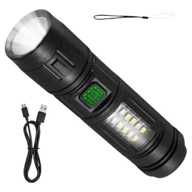 Imagem de Lanterna LED Recarregável Multifuncional com Luz Lateral Branca e Vermelha – Potente, Portátil e USB – Ideal para Camping, Emergências e Uso Profissional