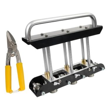 Imagem de Gralara Dobradeira de bordas de três estações, ferramenta manual multifuncional para dobrar bordas de metal em quiosques e jardins.