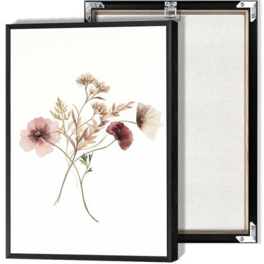Imagem de Arte de parede em tela com buquê de flores em aquarela neutra botânica decoração pôsteres minimalistas impressões florais para escritório sala de estar quarto decoração de parede 30,5 x 40,6 cm sem