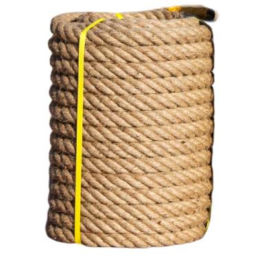 Imagem de Corda de cânhamo (2,5 cm x 30,5 m), corda de juta resistente torcida natural para cabo de guerra, artesanato, paisagismo, decoração de casa, balanço e jardinagem, forte e durável (2,5 cm x 100 pés)