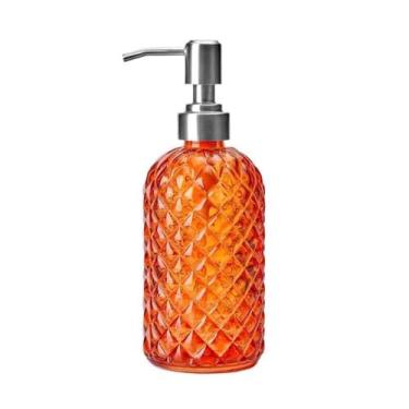 Imagem de Dispensador de sabão Frasco de loção vidro Push 400ml Casa/Hotel/Porta-sabonete banheiro Transparente Cilíndrico Azul/Claro/Verde/Laranja(Orange)
