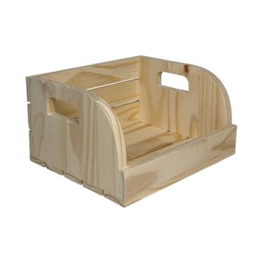 Imagem de Kiaga, Caixote em Madeira Pinus Decorativo Multiuso Caixa de Feira - 26cm - Farmhouse Cor:Natural;Tamanho:14x22x26