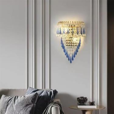 Imagem de Luminária de parede LED contemporânea colorida com design de cristal, criativa para sala de estar, quarto, escritório, quarto modelo, hotel, casa de campo, corredor, iluminação decorativa de