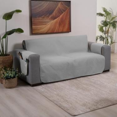 Imagem de Protetor de Sofá Retrátil Matelado 1 a 4 Lugares - Capa Protetora com Porta-Objetos para Todos os Modelos de Sofá(Cinza,1 Lugar (Poltrona))