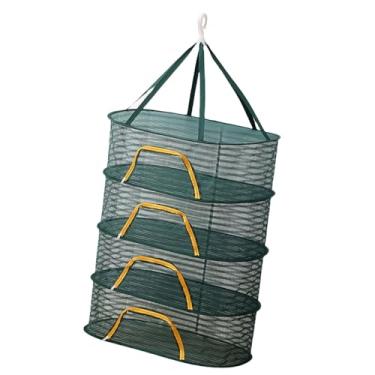 Imagem de KiBcsLic Rede de secagem de pesca, rede de malha suspensa, à prova de vento, multifuncional, cesta de armazenamento dobrável para especiarias, plantas, Quatro Camadas