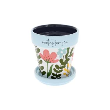 Imagem de Pavilion Gift Company - Enraizamento para você - Vaso de plantas 10 x 10 x 6,3 cm com bandeja Potter com orifício de drenagem, amante de plantas, vaso de suculentas, uso interno e externo, encorajador