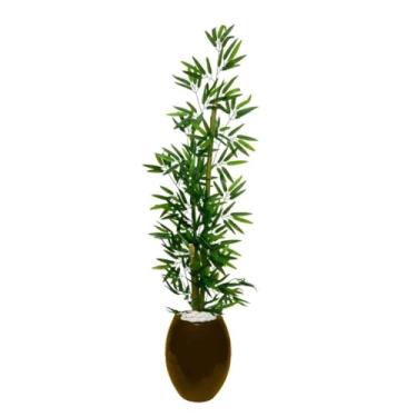 Imagem de Planta Artificial Bambu Mosso Da Sorte com Vaso Decorativo Polietileno – Decoração Elegante para Interior e Varandas(Vaso Oval Marrom)