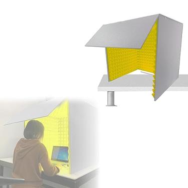 Imagem de Estúdio de gravação portátil, cabine de espuma de microfone, gabinete à prova de som de mesa, adequado para estúdio de gravação, transmissão de canto (amarelo)