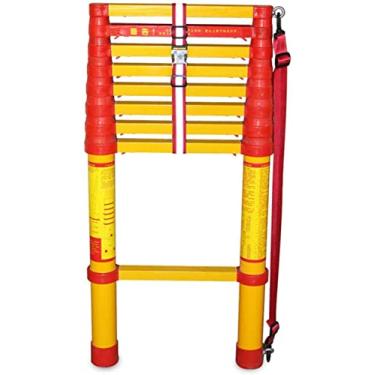 Imagem de Escada telescópica não condutora resistente, escadas de extensão de fibra de vidro dobráveis para sótão, barraca de telhado e edifício ao ar livre, carga de 150 kg (tamanho: 2,5 m/8,2 pés)