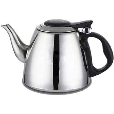 Imagem de Chaleira pequena de aço inoxidável 304, chaleira de grau alimentício, bule de chá para fogão, chaleira com alça fria para acampamento, casa, cozinha, para fazer chá, prata, 1,2 L, prata (prata 1,2 L)