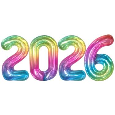 Imagem de Balões grandes, arco-íris 2022 números – 101 cm | Balões metálicos gradientes 2022 para artigos de festa de ano novo 2022 | Balões multicoloridos Happy New Year 2022 para decorações de feliz ano novo 2022
