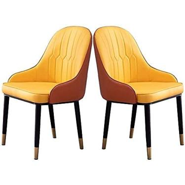 Imagem de Cadeira de jantar, cozinha, sala de jantar, móveis, cadeiras de cozinha, cadeiras de jantar, conjunto de 2 cadeiras modernas de couro PU com encosto alto acolchoado macio para sala de estar, pernas de
