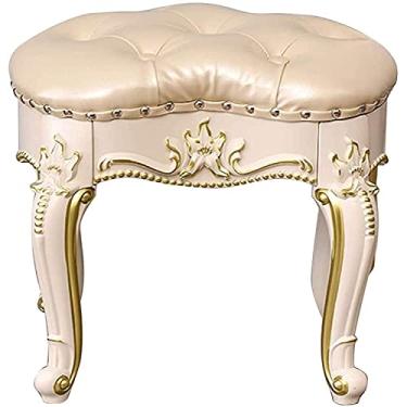 Imagem de Banqueta de toucador para penteadeira, banco acolchoado com pernas de ABS, banco de piano, para quarto, fácil montagem (cor: prata, tamanho: H 46 cm)