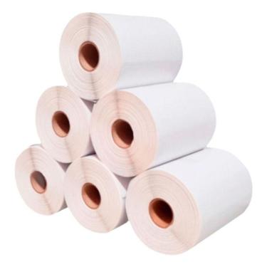 Imagem de 06 Rolos Etiqueta Bobina Adesiva Couchê 10x5cm (100x50mm)