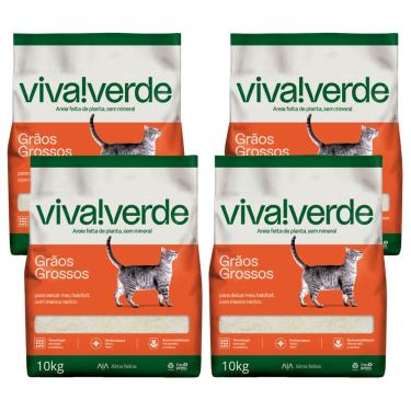 Imagem de Kit Com 4 Areia Higienica Viva Verde Grãos Grossos 10kg