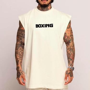 Imagem de Camiseta Regata Longa Oversized Algodão Boxing Logo Minimalista Arte-Unissex