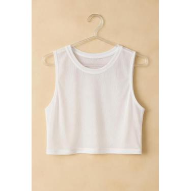 Imagem de Blusa regata cropped tule poliamida - Look Sol Modas, Branco, U