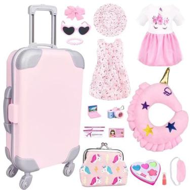 Imagem de Conjunto de acessórios para bonecas BNUZEIYI de 18 polegadas com estoj