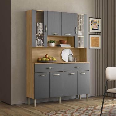 Imagem de Armário Cozinha Compacta Golden Freijó/gris 8 Portas E 2 Gavetas - Kits Paraná