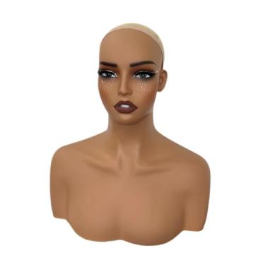 Imagem de MERIGLARE Cabeça de manequim realista perucas suporte de cabeça peruca portátil estilo de cabelo cabeça de manequim com ombro para chapéu óculos colar cachecol