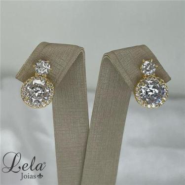 Imagem de Brinco de pressão cravejado folheado em ouro 18k - LELA JOIAS