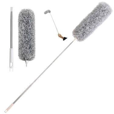 Imagem de Espanador Dobravel Cabo Extensor Retratil Longo Alcance Teto Ventilador Teia Poeira Persiana Lavavel Limpeza Domestica