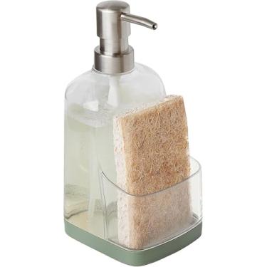 Imagem de Spectrum Cora Dispensador de sabão de cozinha com suporte de esponja para organização de pia de cozinha, suporte de esponja de bomba de sabão fácil de limpar, compartimento de armazenamento de